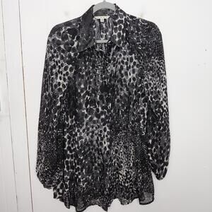 Cabi Top Womens Medium Button Up Snake Serpent Collar Edgy Career Corpcore Light